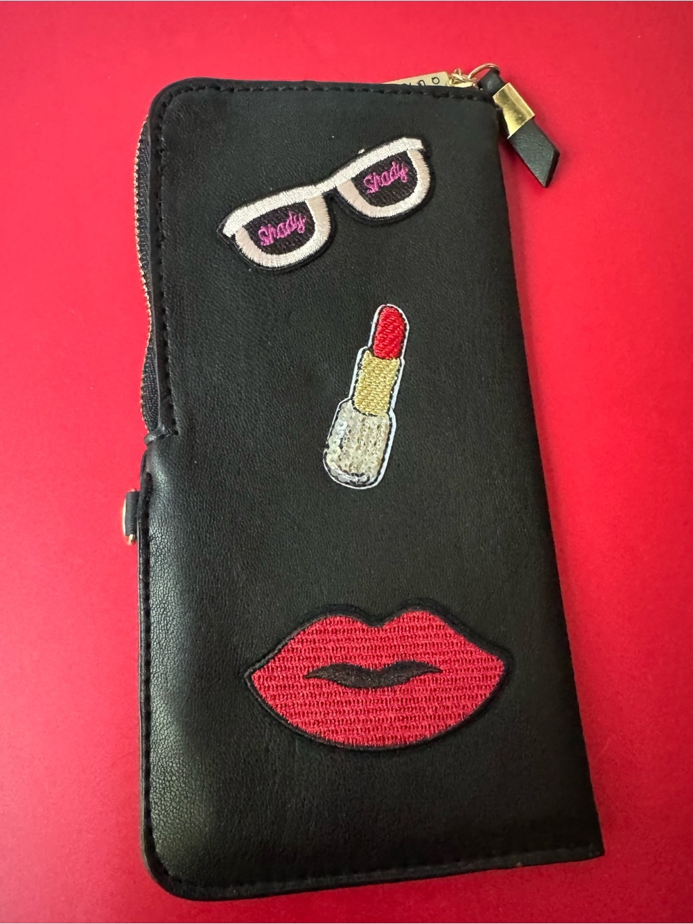 Quay Black Lipstick & Sunglasses Appliqué Sunglasses Case